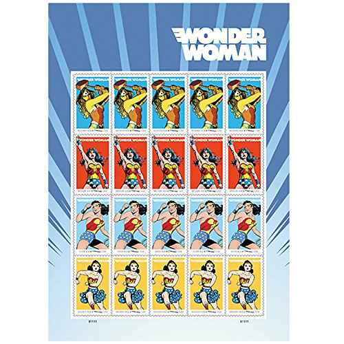 Wonder Woman Sheets of 20 USPS Forever First Class Postage Stamps Super Hero Justice Equality Peace (1 Sheet of 20)