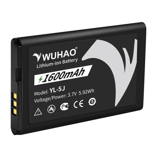 2-Pack for Yealink W56h Battery Upgraded 1500mAh YL-5J Battery for Yealink W56h W59R W76P W56h/p W60P W77P W79P One Talk IP DECT Replacement 3.7V