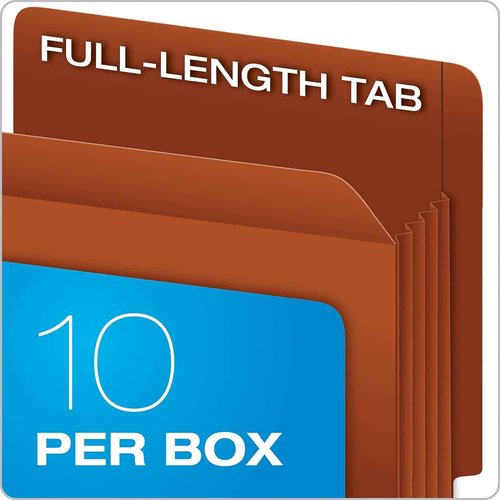 Pendaflex 95363 Heavy-Duty End Tab File Pockets, Straight Cut, 1 Pocket, Letter, Brown (Box of 10), Red