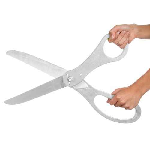 20" Giant Ribbon Cutting Scissors — Large Grey Grand Opening Ribbon Cutting Ceremony Scissors Heavy Duty Metal Construction for Grand Openings Special Events Inaugurations and Ceremonies