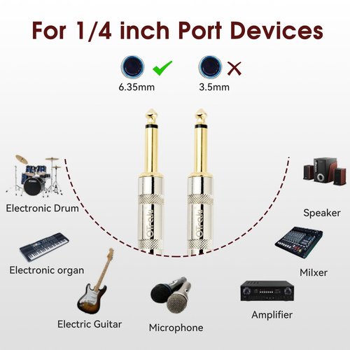 OTraki 3FT Guitar Cables 2 Pack Electric Guitar Chord 1/4 Inch Straight to Right Angle 6.35mm Gold Plated TS Plug Nylon Connect Guitar Instrument Cable for Guitar Bass Drum Audio Device 1M