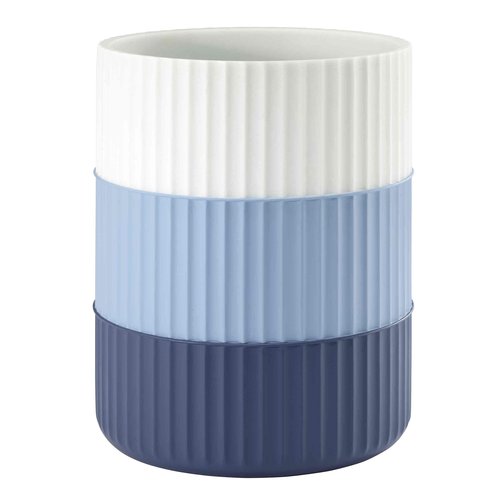 IZOD - Wastebasket, Trash Can for Home, Resin Bathroom Accessories, Dorm Room Essentials, Striped Bathroom Decor (Clubhouse Collection, Blue)
