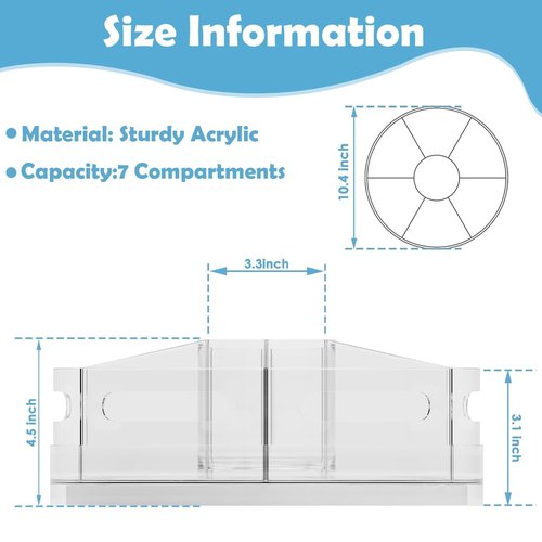 Chemlliy Acrylic Marker Organizer, 360 Degree Rotating Pencil Organizer with 7 Removable Compartments, Clear Crayon Organizers for Kids, Large Pencil Holder Desk for Office Home School