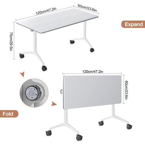 Conference Table, Folding Conference Tables for 2-20 People, Modern Conference Room Table with Wheels, Super Sturdy Large Rectangle Mobile Meeting Seminar Tables for Office (8PCS 47.2in)
