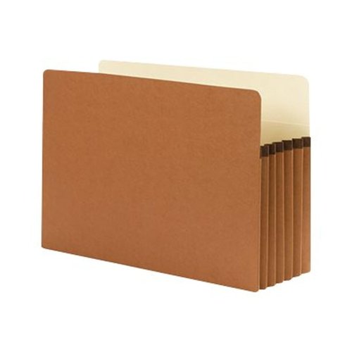 Smead 100% Recycled File Pocket, Straight-Cut Tab, 5-1/4" Expansion, Legal Size, Redrope, 10 per Box (74206)