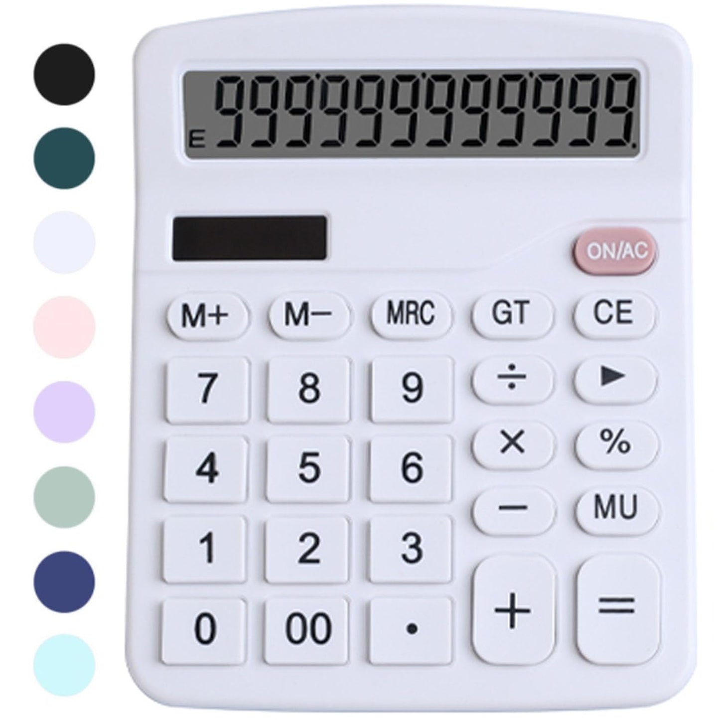 Office Desk Calculator, Cute Calculator for Kids, Basic Calculators Desktop, Dual Power Simple Financial Calculator with Big Button Large Display for Office Home and School (White)