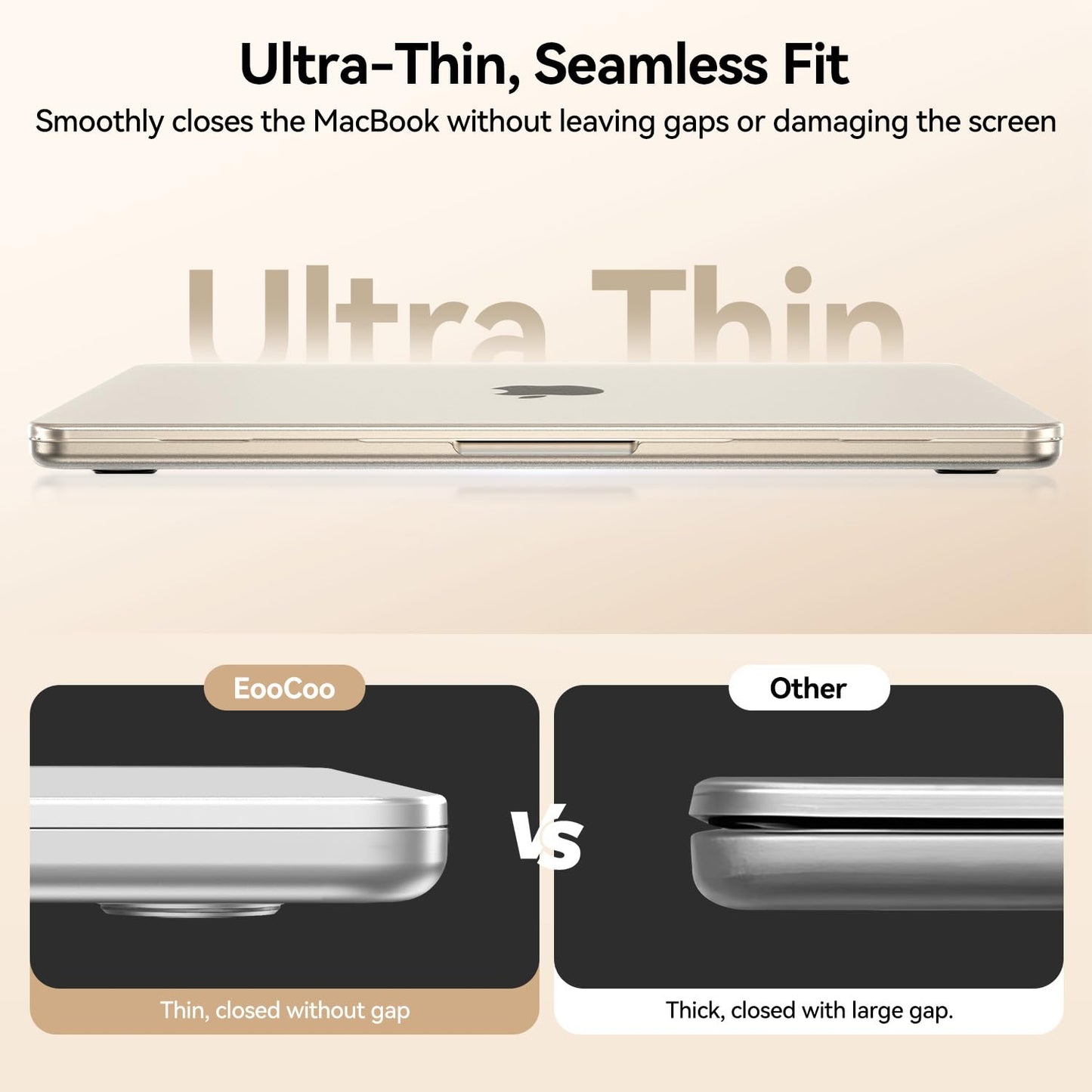 EooCoo Compatible with MacBook Air 13 inch Case M5 2026-2022 M4 M3 M2 A3449 A3240 A3113 A2681, Upgrade Matte, Scratch Resistant, Sturdy Protective Hard Shell for Mac Air 13.6 inch Case, Starlight