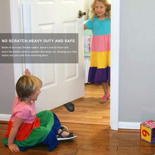 Big Door Stopper Heavy Duty Wedge Rubber Door Stop Works on All Floor Surfaces Height up to 1.9 Inches Non-Scratching Doorstops Special for Home Office School Heavy Door (4 Packs, Black)