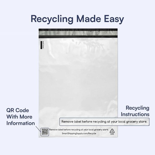 300 Count, 10x13 inch 100% Recycled Poly Mailers Eco Friendly Packaging Envelopes Supplies Mailing Bags 2.5 Mil Thick - SMART Mailer