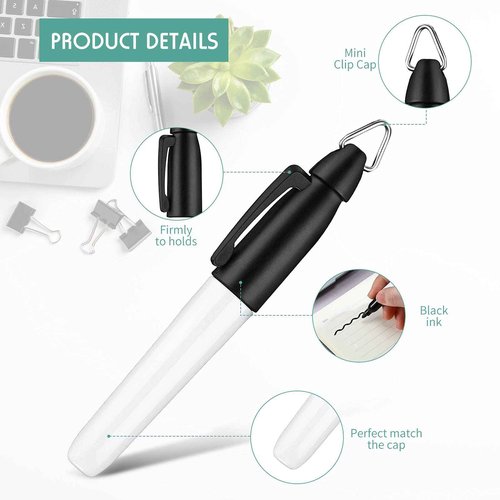 Crtiin 120 Pcs Mini Permanent Markers with Cap Clips Black Markers with Golf Keychain Clips for Badge Golf Ball Marker Pen Black Ink Pens Bulk for Office School Supplies Outdoor Activities, Fine Point