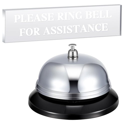 Colingmill Desk Bell for Service and Please Ring Sign 2" x 8" Acrylic No Receptionist Sign Call Ring Bell for Office Hotel Restaurant Counter Reception Area