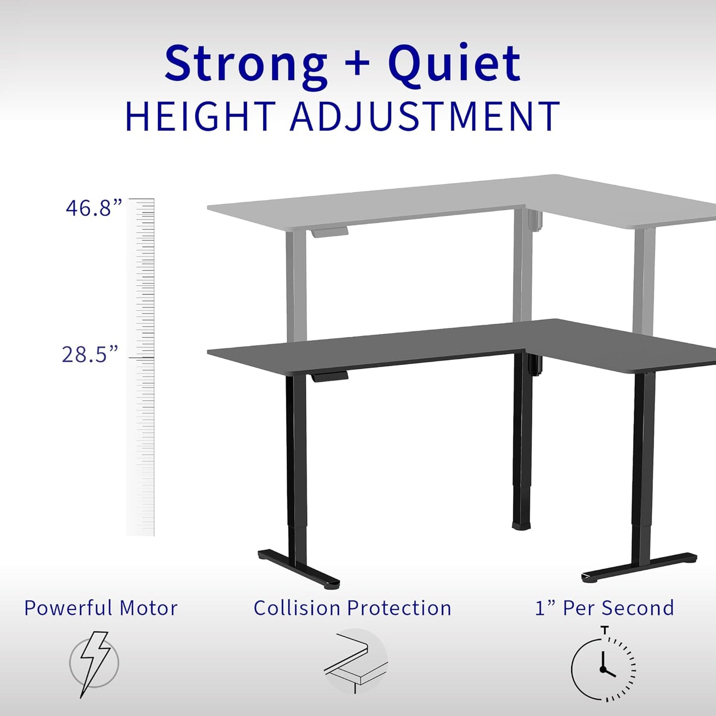 VIVO L-Shaped Standing Desk - 63 x 55 Inch Electric Height Adjustable Workstation | Light Wood Top & White Frame