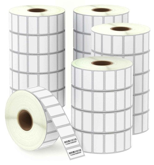 BETCKEY - 1" x 0.5" (25 mm x 13 mm) Small Labels Compatible with Zebra & More Label Printer,Premium Adhesive & Perforated [20 Rolls, 48600 Labels]