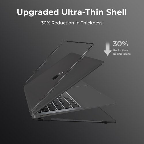 EooCoo Hard Case for MacBook Air 13.3" M1 (2021-2018) - Crystal Black with Keyboard Cover & Screen Protector