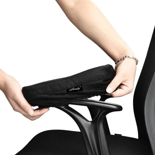 Aloudy Ergonomic Memory Foam Armrest Pads - Comfy Elbow Covers for Pressure Relief | Set of 2, Black