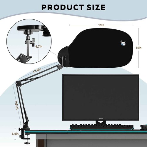 Super Stable Cubicle Shade - Adjustable Office Cubicle Multi-Arm Desk Shade - 360° Flexible Arm - Light Blocking Glare Reduction Privacy Screen for Workspace, with Tablet/Phone Holder