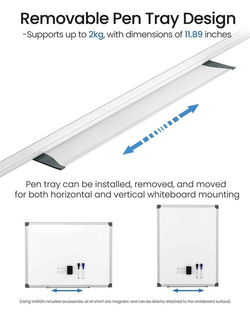 Magnetic White Board Hanging 36" x 48" for Office, Class, Home, Sliver Aluminum Frame, 1 Dry-Erase Eraser, 2 Multicolor Marker, 4 Magnetic Pins, Students, Teachers