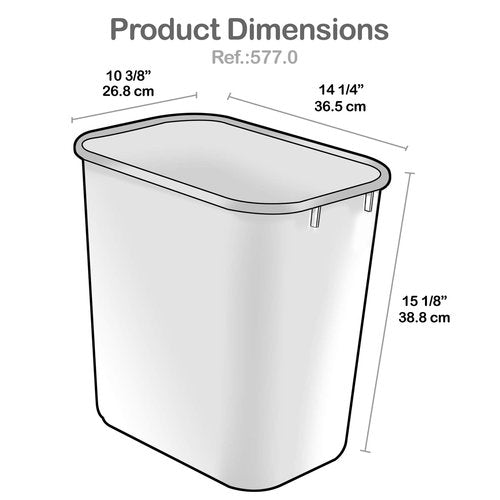 Acrimet Wastebasket, Deskside Bin, 6.75 Gallon/ 27 Quart/ 24 Liter (Plastic) (White Color) (Set of 4)