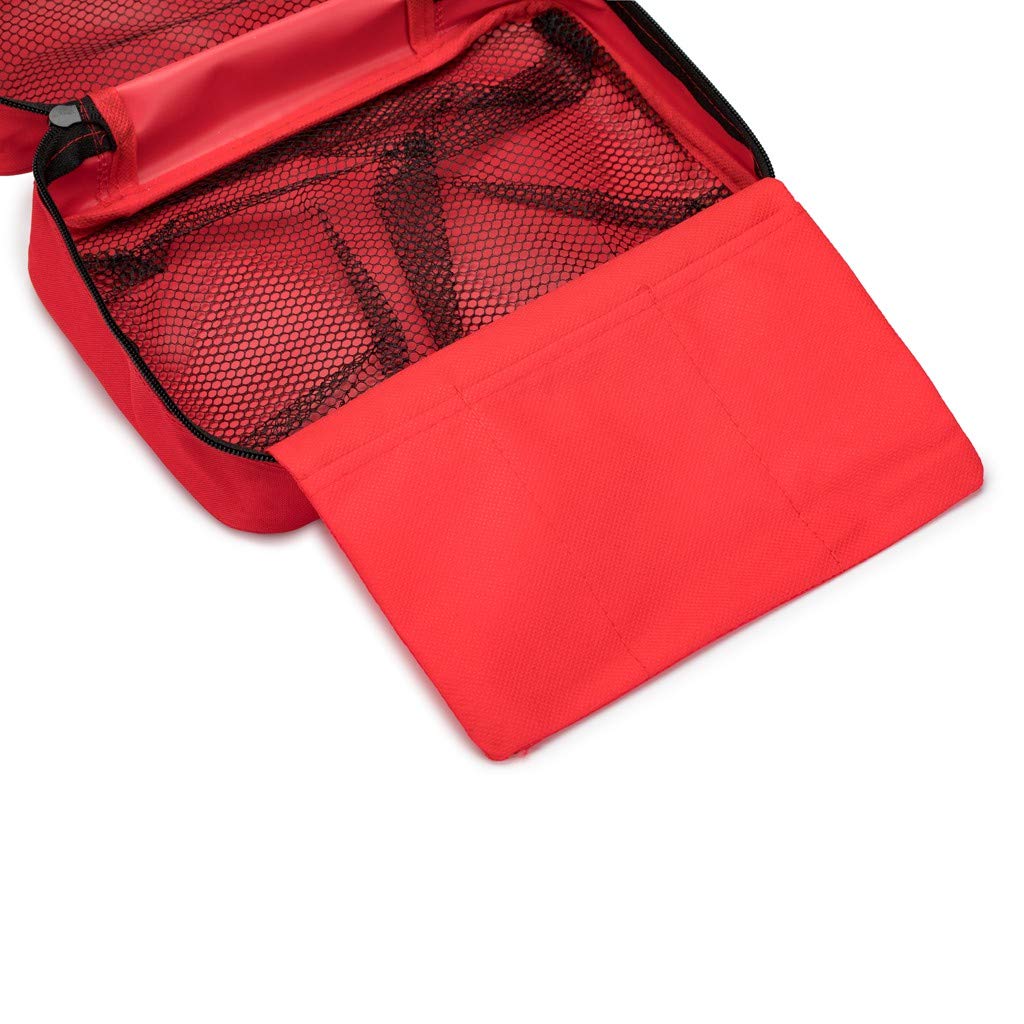 Jipemtra Red First Aid Bag Empty Travel Rescue Pouch First Responder Storage Medicine Emergency Bag for Car Home Office Kitchen Sport Outdoors (Red with Folders)