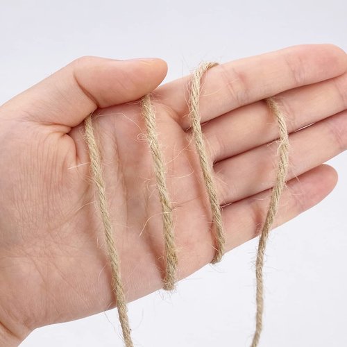 500FT Jute Twine Rope 3mm Natural Thick Garden Twine String Heavy Duty for Gardening Bundling Crafts Arts Gift Wrapping Packing Material Wedding Christmas Decoration Bulk