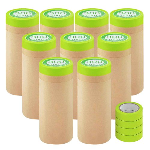 Yudahgan Pre-Taped Masking Paper-12 inch x 50 feet Automotive Paint Masking Paper, Painters Paper for Cars and Auto Body, Floor Protection,Wall Covering(Masking Paper:9rolls,Tape:4rolls)
