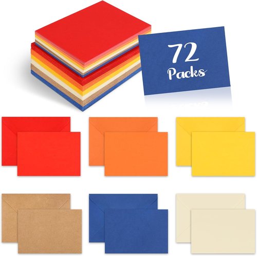 Azureal 72PCS Blank Note Cards & Envelopes - Self-Adhesive for Weddings, Showers & Graduations | Morandi Color
