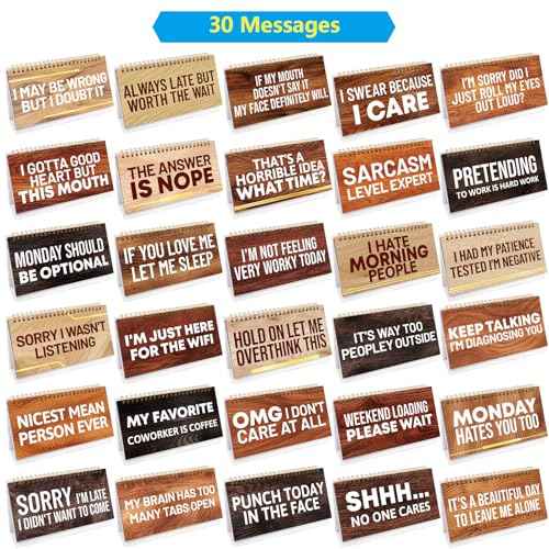 Fancy Land Funny Desk Signs Sarcastic 30 Flip Over Messages Desktop Supplies for Holiday Teachers Nurses Office Staff Coworker Colleague Humorous Gag Exchange Favor