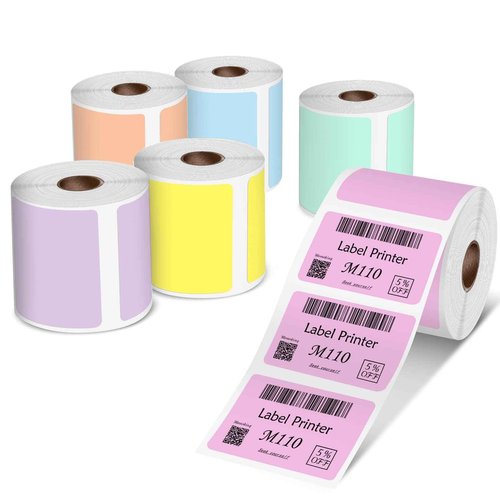 6 Rolls Phomemo M110 Labels, Self-Adhesive Thermal Label, for M110 M220 M120 M200 M150 M250 M260 M108 M100 Printer, 1.57"x1.18"(40x30mm), for Barcode/Address/Mailing/Business/Home Tag