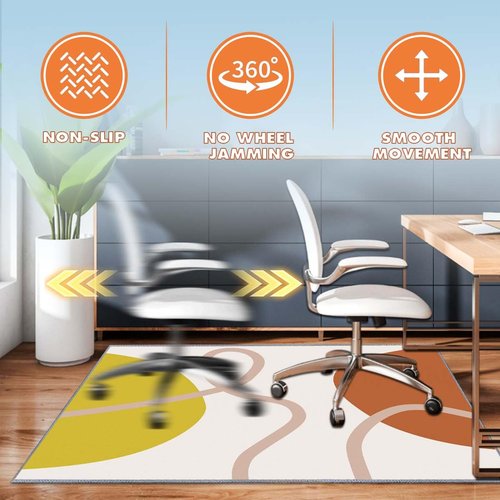 Chair mat, Office Short Pile Chair mat, Non-Slip Noise-Reducing Table and Chair Carpet, Office, Study Decorative Carpet Suitable for Wooden Floors, Laminates and Tiles (Orange, 35x47in)