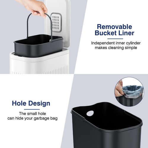 BETHEBEST Bathroom Trash Can with Lid,Soft Close,Step Pedal,4 Gallon/15Liter Small Gargebe Can with Removable Inner Bucket,Stainless Steel Trash Can for Bathroom,Office,Bedroom(White)