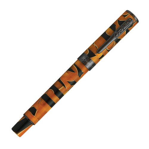 Conklin Stylograph Mosaic Fountain Pen Orange/Black – Gunmetal Accents – Stub Nib – Premium Writing Instrument – Ideal Gift for Pen Lovers