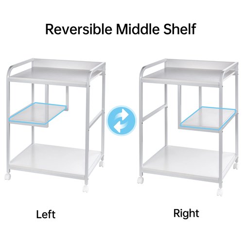 Fannova Large Printer Stand Table with Storage Shelf for Host Computer, PC Tower, CPU and Shredder, 3 Tier Rolling Printer Cart with Wheels for Home Office Storage and Organization - White
