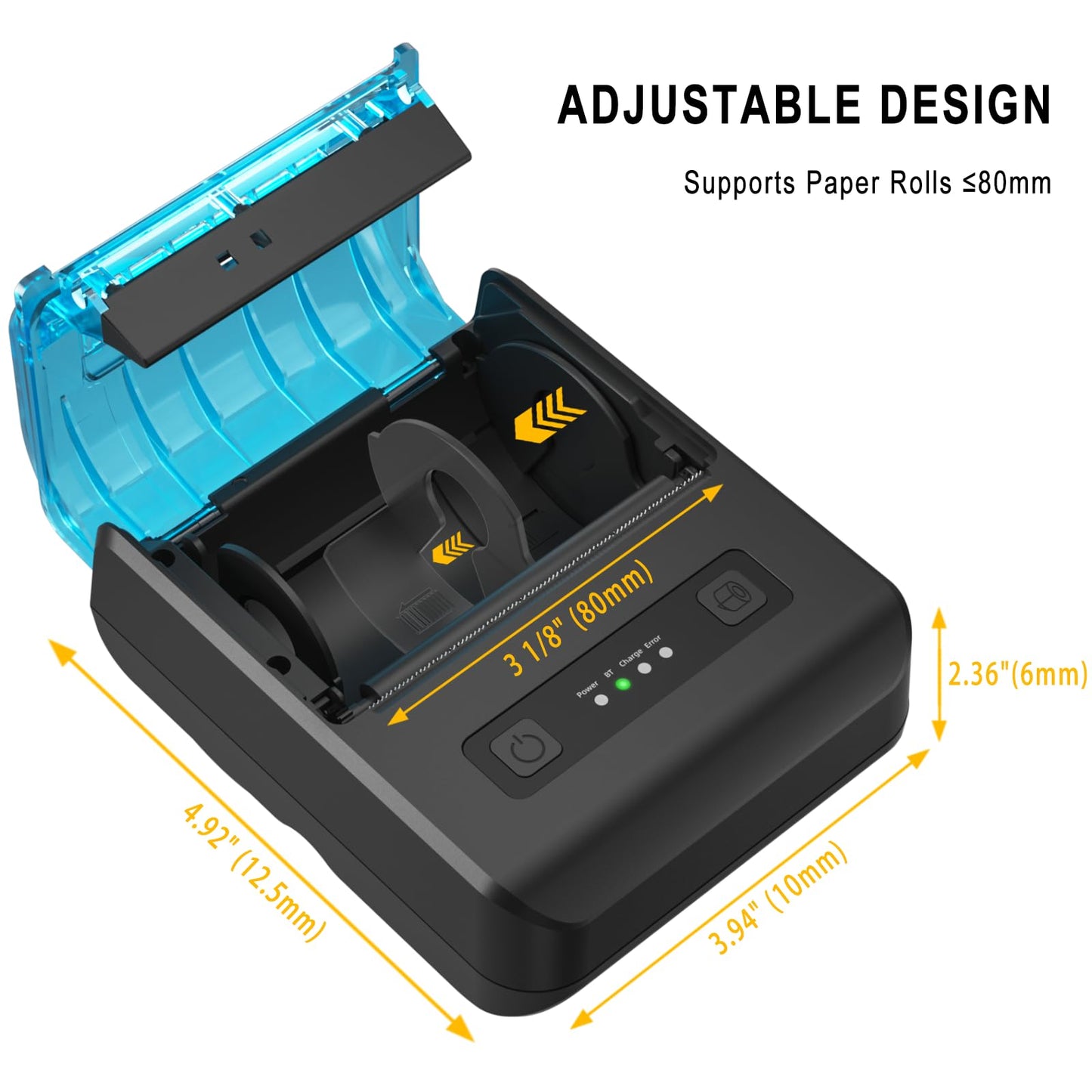 ETprin POS Receipt Printer, 80mm Portable Mobile Mini Thermal Printer, Compatible with 3 1/8" Thermal Paper Receipt Rolls, Receipt Bill Ticket Printer for Android/Windows, Not Compatible with Square