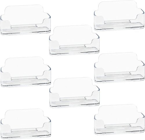 HSYMQ Acrylic Business Card Holder - 8 Pack Clear Plastic Display Stand | Fits 30-50 Cards