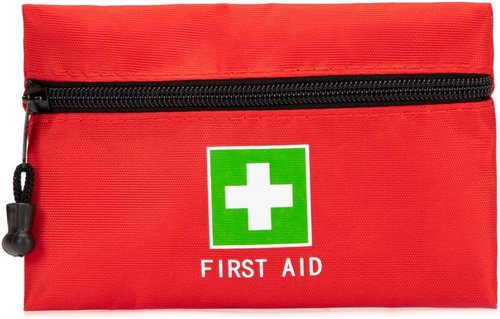 Red Emergency Bag - First Aid Travel Rescue Pouch for Car, Home & Office | 12pcs Green Print (6.3x4.3)