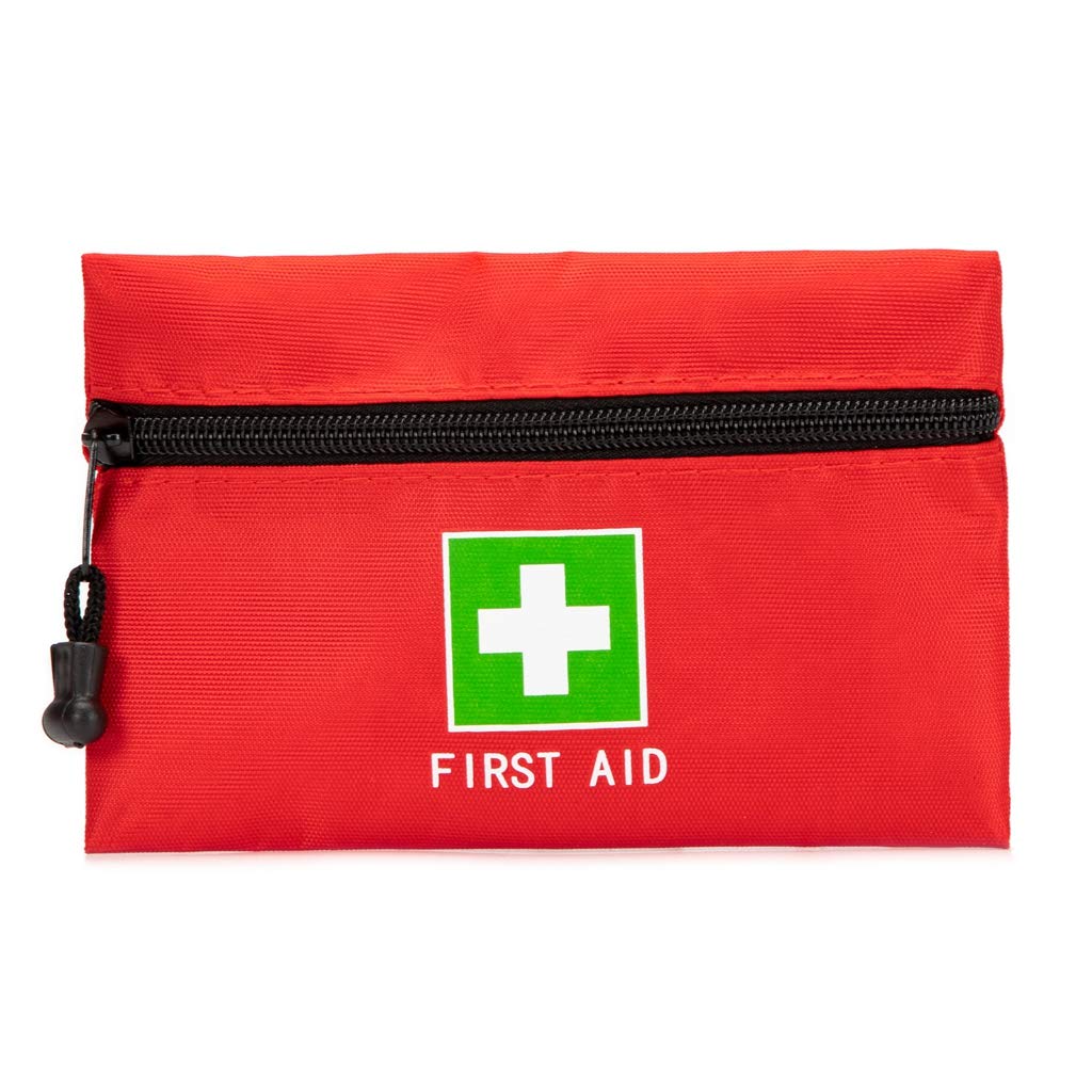 Jipemtra Red Emergency Pouch - Small Travel First Aid Bag for Car, Home, Office & Outdoors (8.3x5.5)