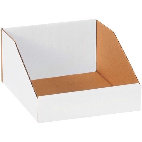 Caja Shipping Open Top Bin Boxes, 8" x 9" x 4-1/2", Oyster White, 50/Bundle