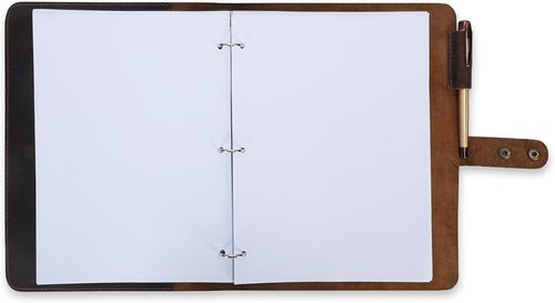 Premium Leather 3-Ring Binder Portfolio - 8.5x11 Inch Organizer Folder for Men & Women (Brown)