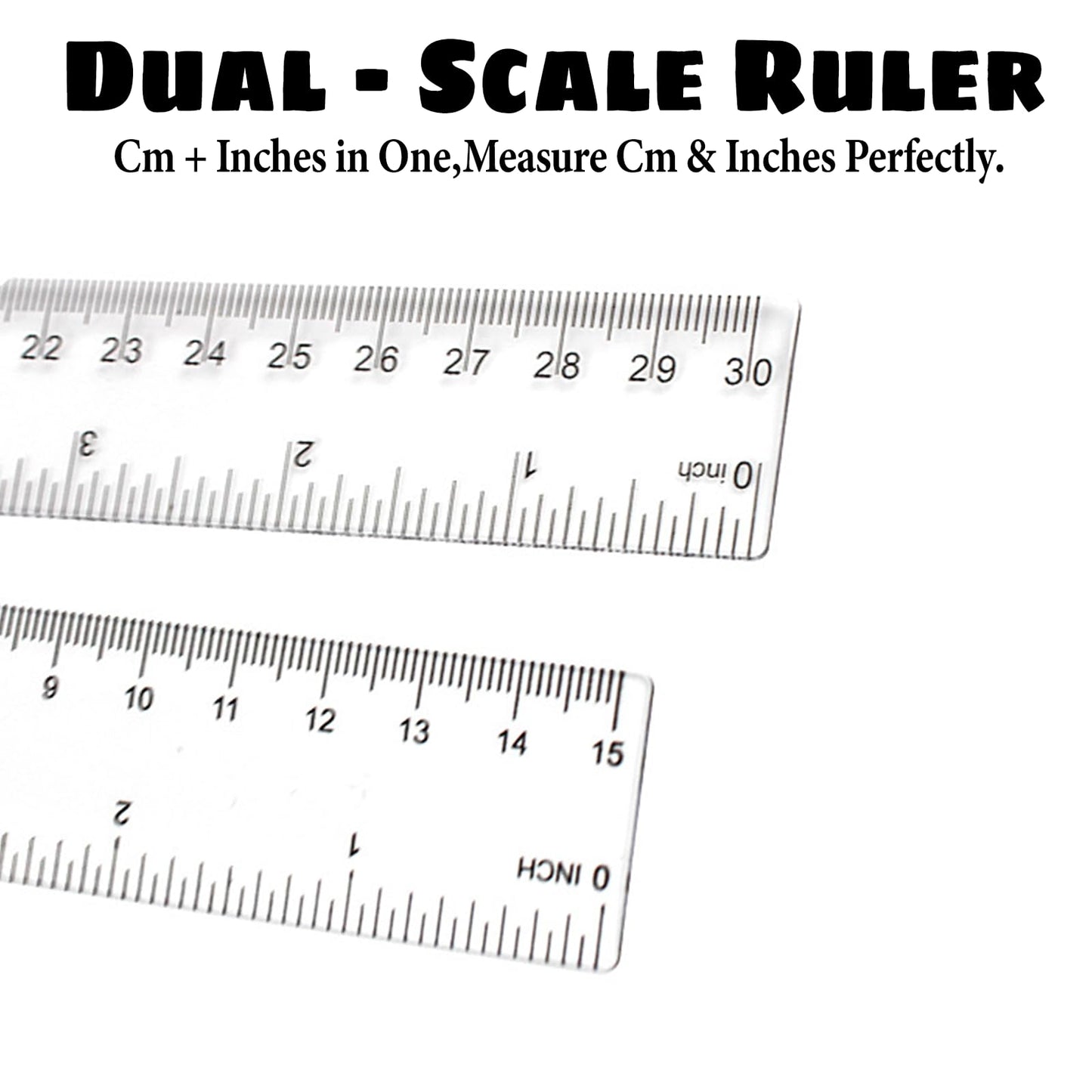 Ruler 12 Inch,12 and 6 Inch Ruler Clear Plastic Rulers with Inches and Centimeters School Office