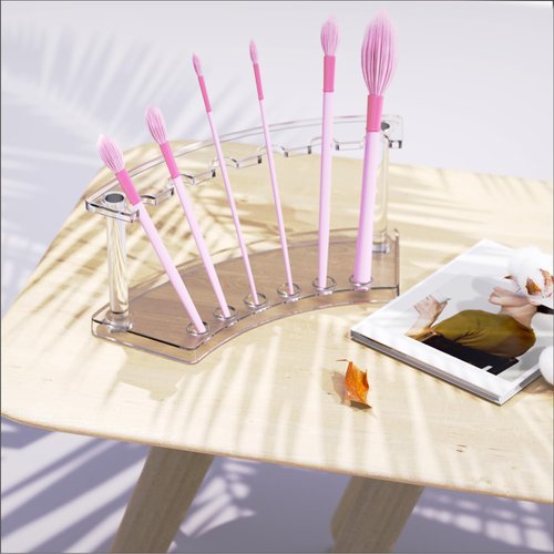 ZIYANGLIN 10 Plastic Pen Holder Stand, 6-Slot Pen Holder Rack, Eyebrow Pen Stand, Stand Vertical Pen Display Stand Rack Acrylic Pen Holder for School Office Home(black, Transparent