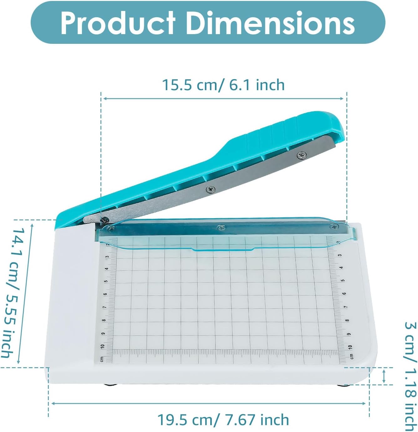 Small Paper Cutter - 6 Inch Cut Length | Non-Slip Portable Trimmer for Coupons, Crafts & Photos (White)