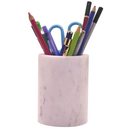 KC KULLICRAFT Natural Marble Pencil Pen Holder Stand for Desk, Makeup Brush Cup for Girls, Bathroom Tumbler Cup, Durable Office & Home Organizer Pencil Holder