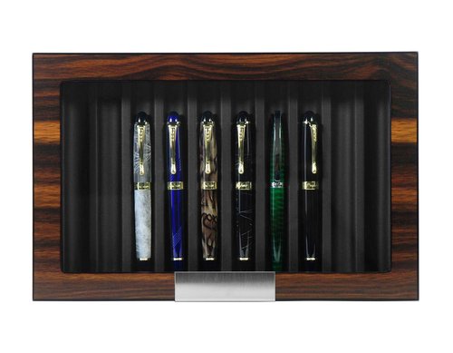 Lifomenz Co Wood Pen Box - 10 Slot Organizer With Glass Lid, Top Window Display Case for Collection Storage