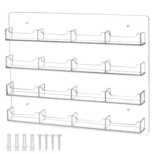 QWORK Acrylic Business Card Holder Wall Mount – 16 Pockets, Clear Sticker Display Rack Versatile Organizer Sticker Display Stand for Home, Office, Library, and Classroom
