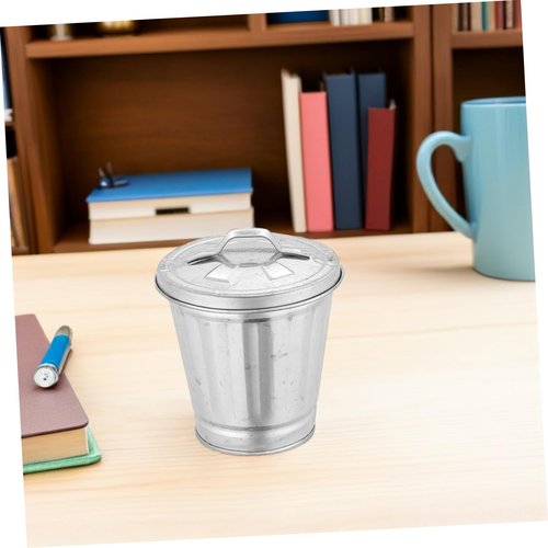 jojofuny 9 Pcs Metal Mini Trash Can - 3.5*3.7 Inch Toy Garbage Cans, Small Desktop Storage Bin with Lids for Special Party Favors, Small Ashtray with Lid, Cute Flower Pot, Snacks Holds, Pencil Holder