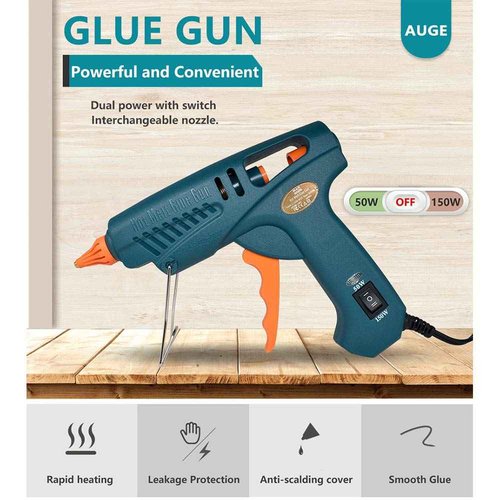 Full Size Hot Glue Gun Nozzle Set, 50/150 Watts Dual Power with ON-OFF Switch, Include 5 Copper Gun Tips and 1 Small Wrench, Craft Repair Tool Professional Melting Glue Gun Use .43" Glue Sticks