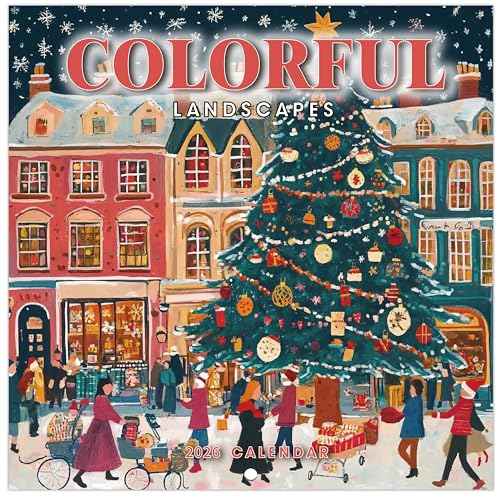 2026 Calendar - 2026 Wall Calendar 12 months from Jan. 2026 - Dec. 2026, 12" x 24" (Open), Colorful Landscapes Wall Calendar with Thick Paper & Marked Holidays