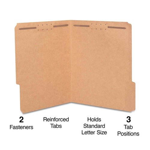 Staples 831123 Reinforced Fastener Folders Letter Size Kraft 50/Box