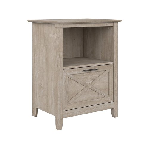 Bush Furniture Key West Lateral File Cabinet with Shelf in Washed Gray
