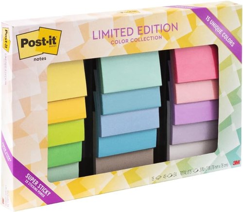 Post-it Super Sticky Notes - 15 Pads of 3 x 3 Inch Notes | Ideal for Vertical Surfaces & Assorted Colors